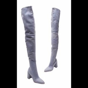 Prada Baby Blue Over the Knee Boots